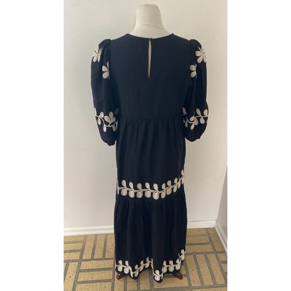 Caroline Constas Embroidered Puff Sleeve Floral Maxi Dress - Picture 7 of 9